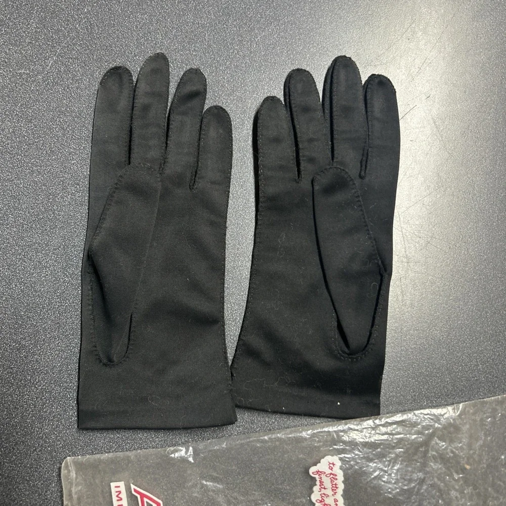 Vintage ARIS Cotton Gloves Embroidered Small Black Germany